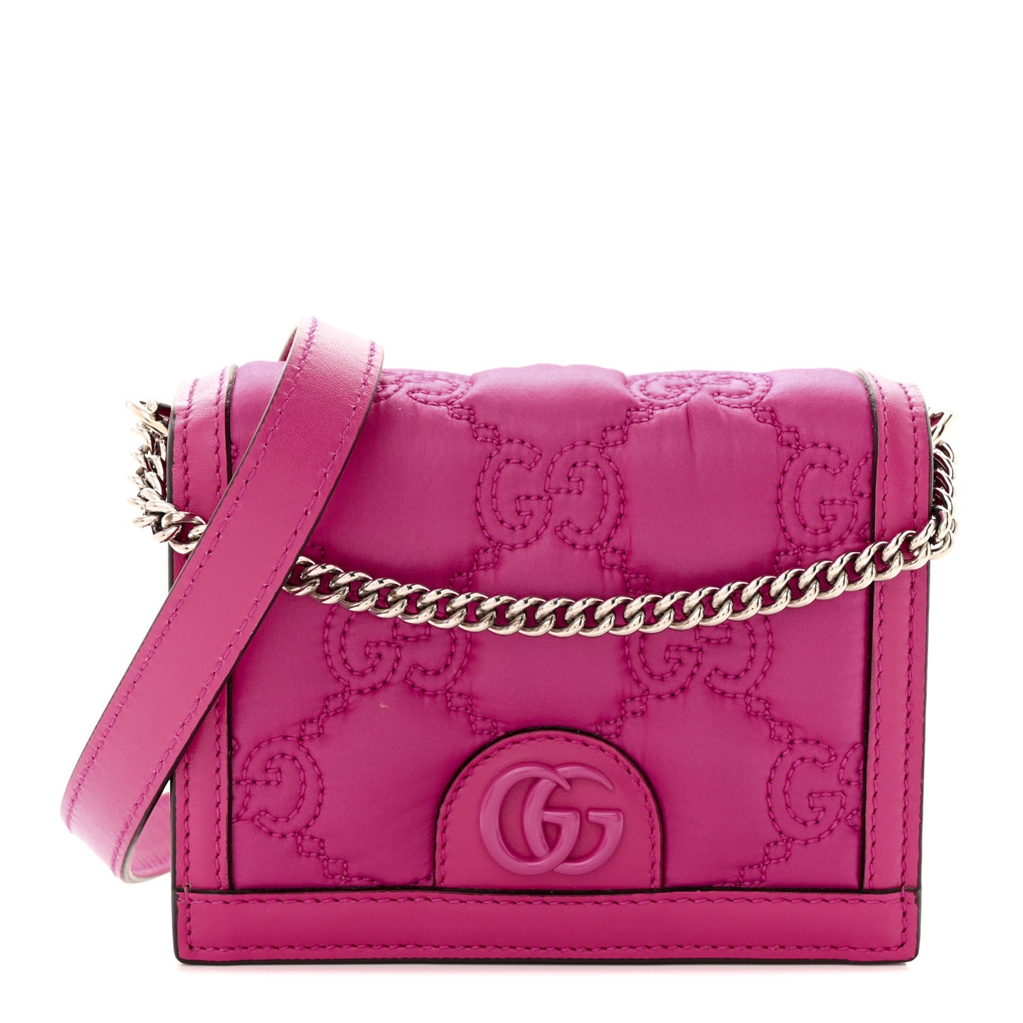 Nylon Calfskin Enamel GG Matelasse Mini Chain Bag Lovely