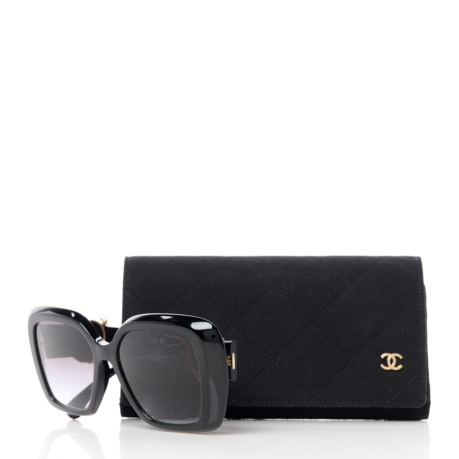 Chanel Acetate Enamel Heart Square Sunglasses 5518 Black 8 of 8