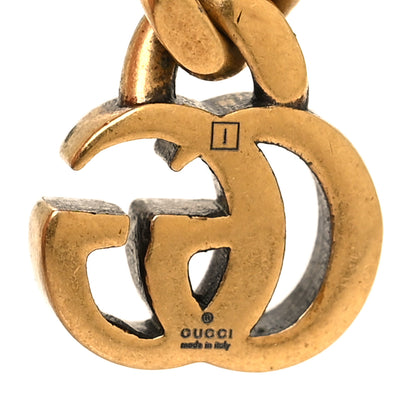 Gucci Metal Crystal Double G Chain Drop Earrings Aged Gold 4 of 5