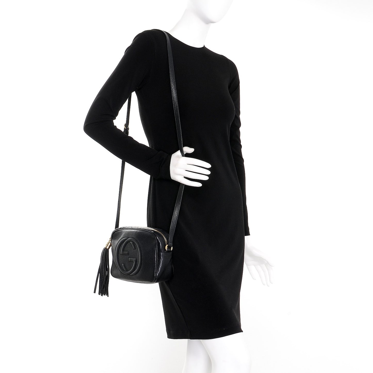 Pebbled Calfskin Small Soho Disco Bag Black