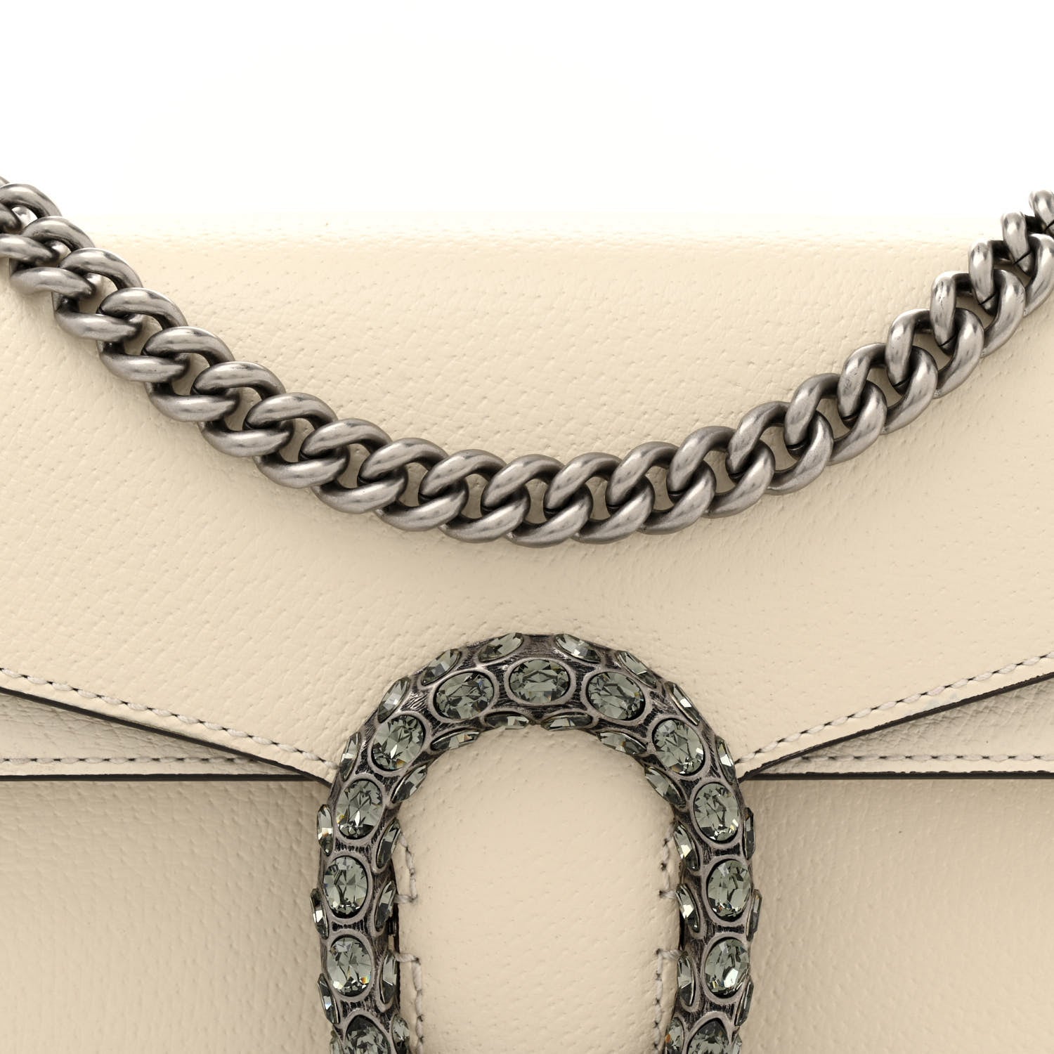 Gucci Textured Calfskin Crystal Small Dionysus Shoulder Bag Mystic White 9 of 14