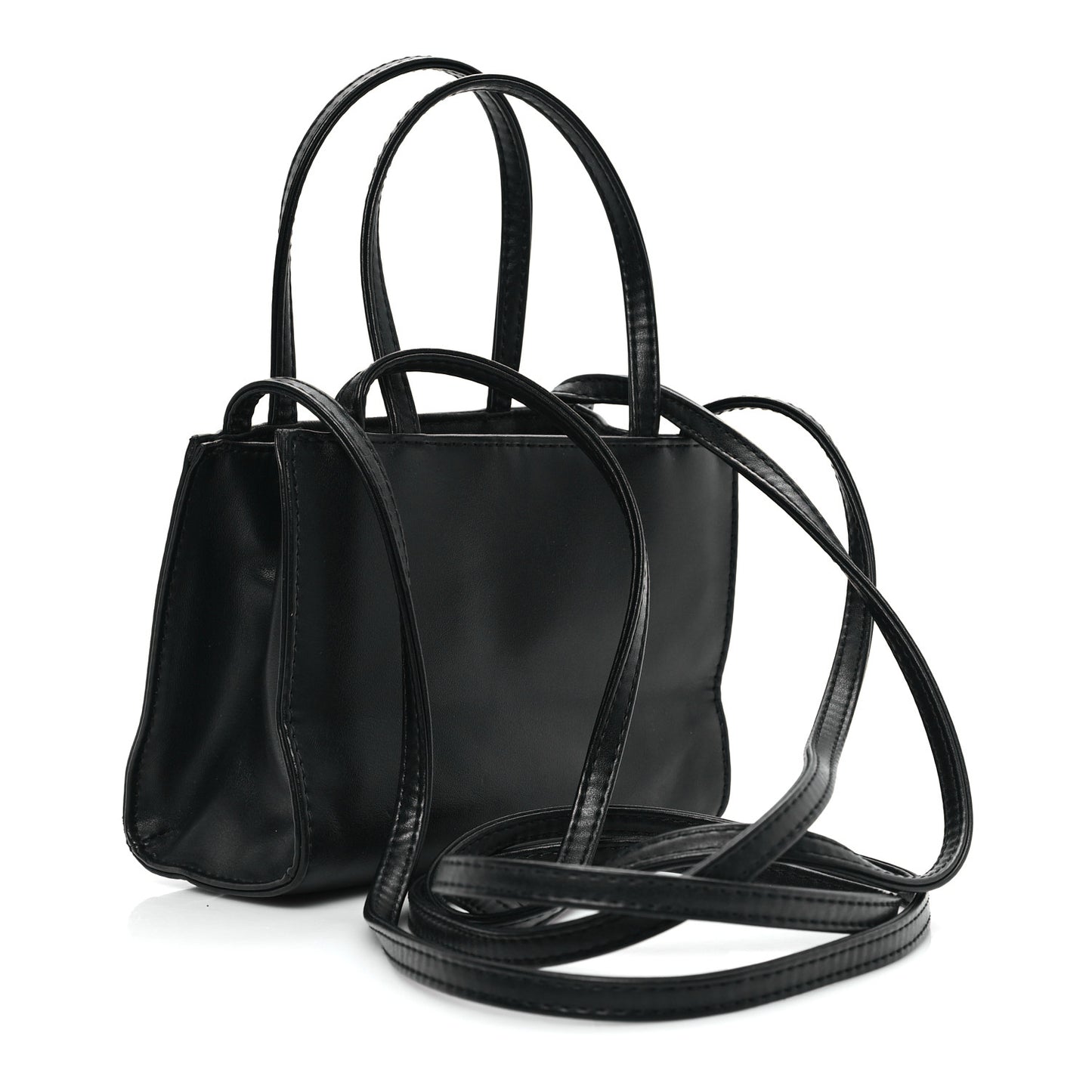 Vegan Leather Small Shopping Bag Black