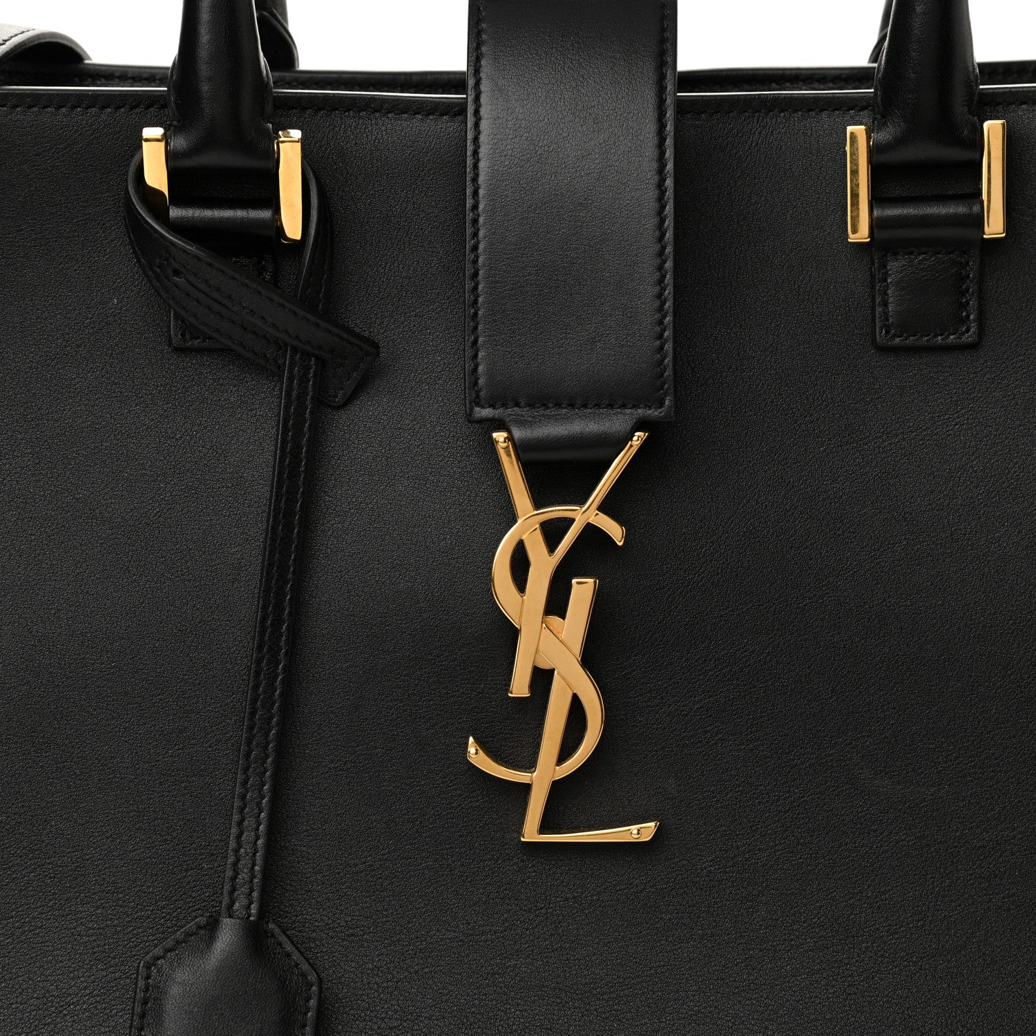 Saint Laurent Smooth Calfskin Medium Monogram Cabas Black 7 of 9