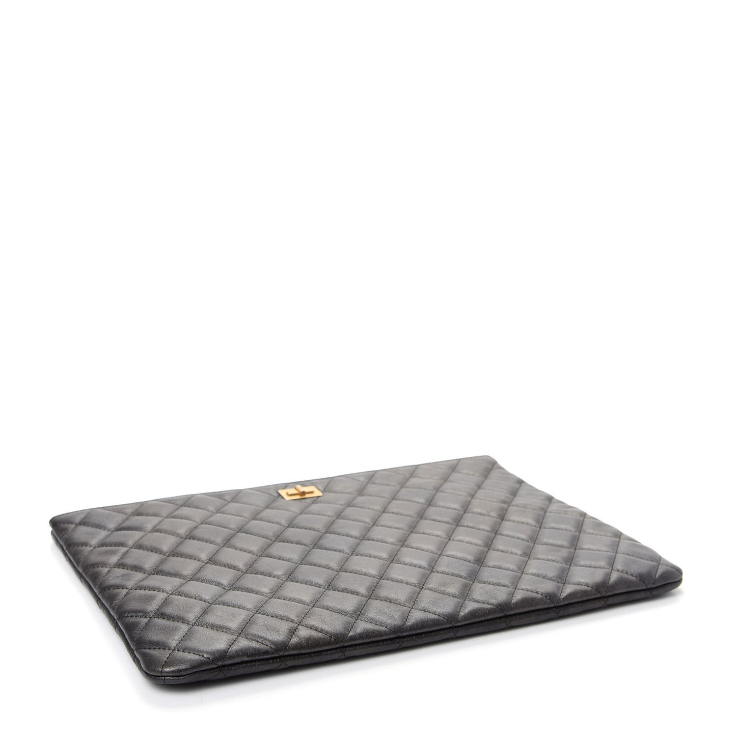 Metallic Calfskin Quilted Large Reissue Cosmetic Case Black