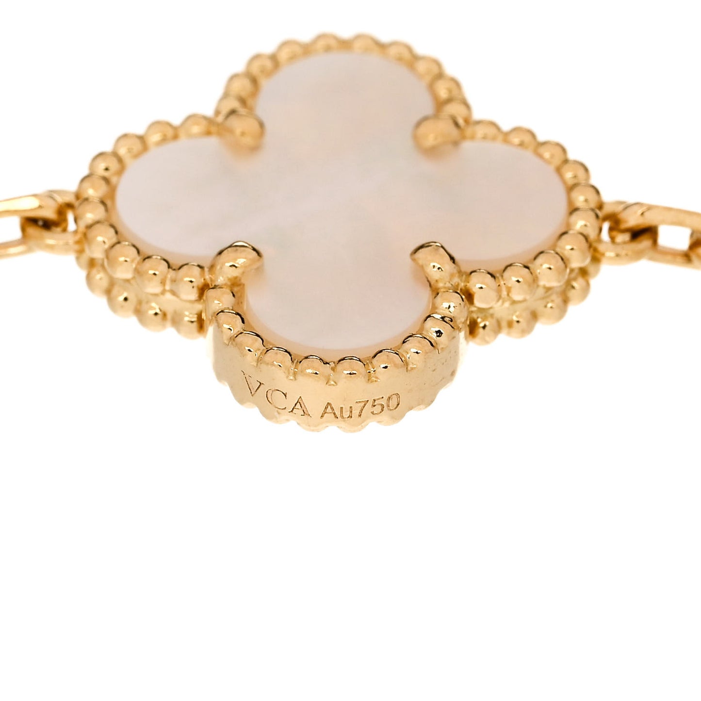 VAN CLEEF & ARPELS 18K Yellow Gold Mother of Pearl 5 Motifs Vintage Alhambra Bracelet