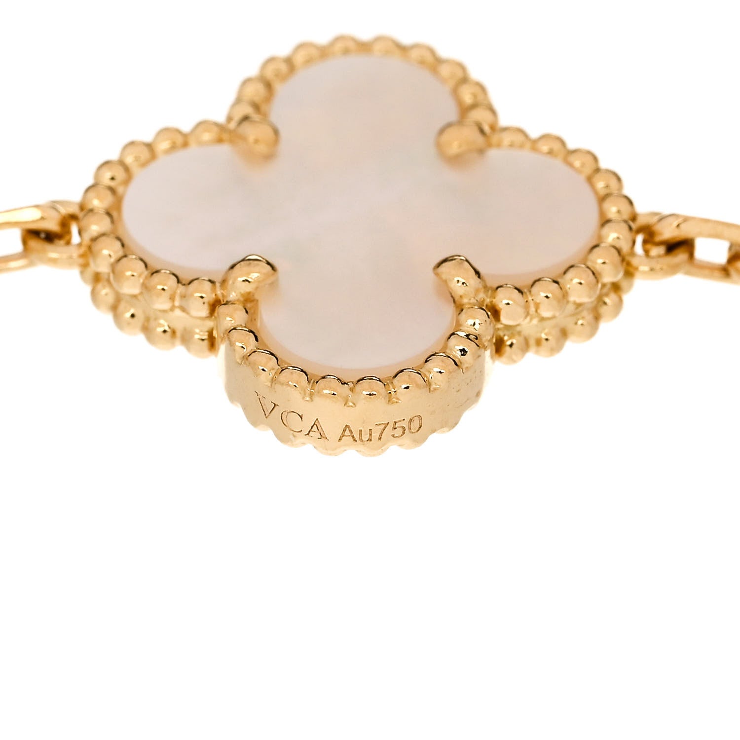 Van Cleef & Arpels VAN CLEEF & ARPELS 18K Yellow Gold Mother of Pearl 5 Motifs Vintage Alhambra Bracelet 3 of 4