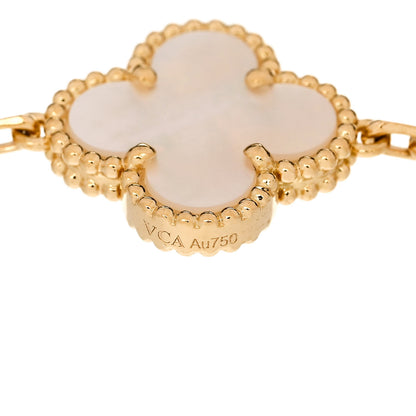 Van Cleef & Arpels VAN CLEEF & ARPELS 18K Yellow Gold Mother of Pearl 5 Motifs Vintage Alhambra Bracelet 3 of 4