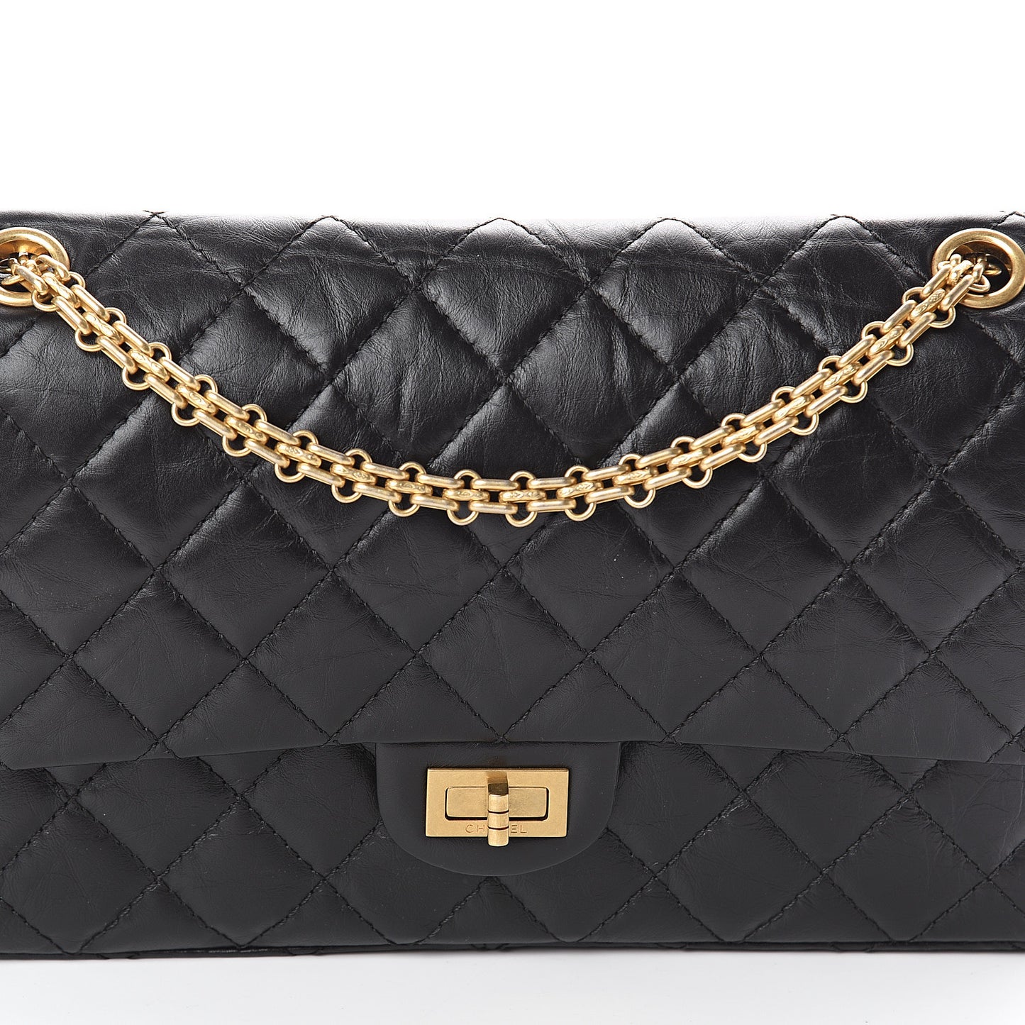 Aged Calfskin Quilted 2.55 Reissue 226 Flap Black