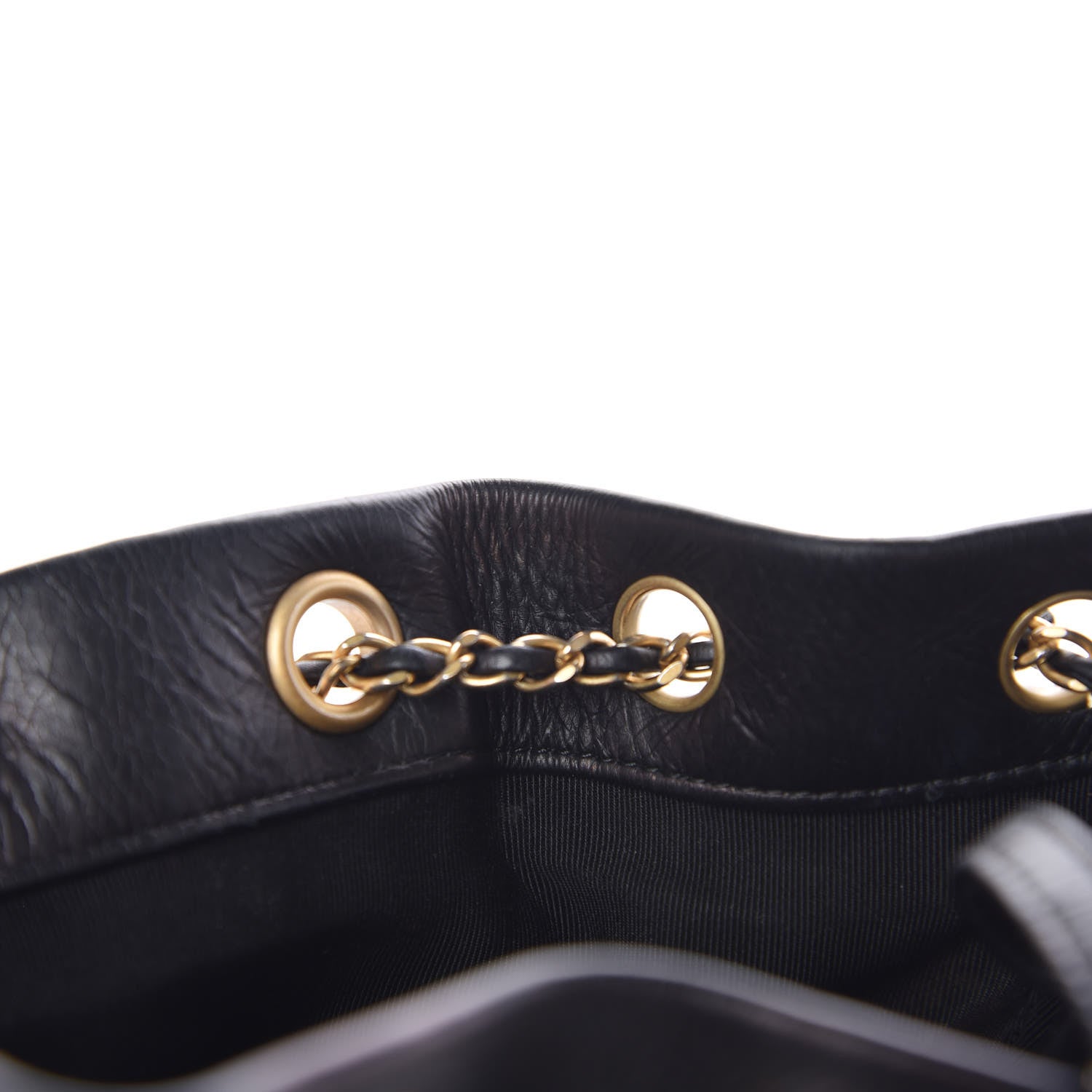 Chanel Iridescent Crumpled Calfskin Coco Pleats Small Drawstring Bag Black 9 of 14