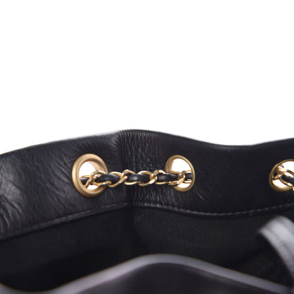 Chanel Iridescent Crumpled Calfskin Coco Pleats Small Drawstring Bag Black 9 of 14
