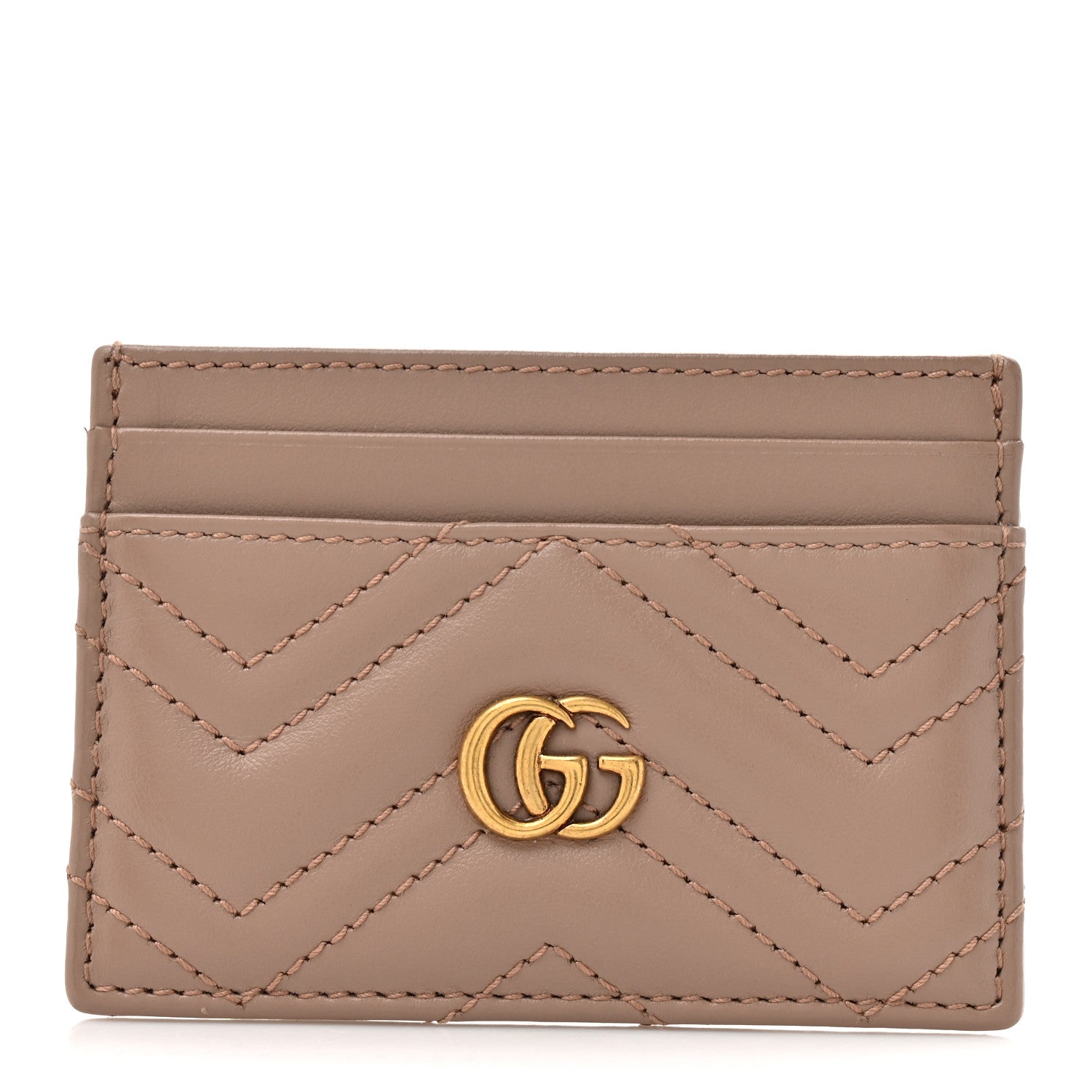 Gucci Calfskin Matelasse GG Marmont Card Holder Porcelain Rose 1 of 9