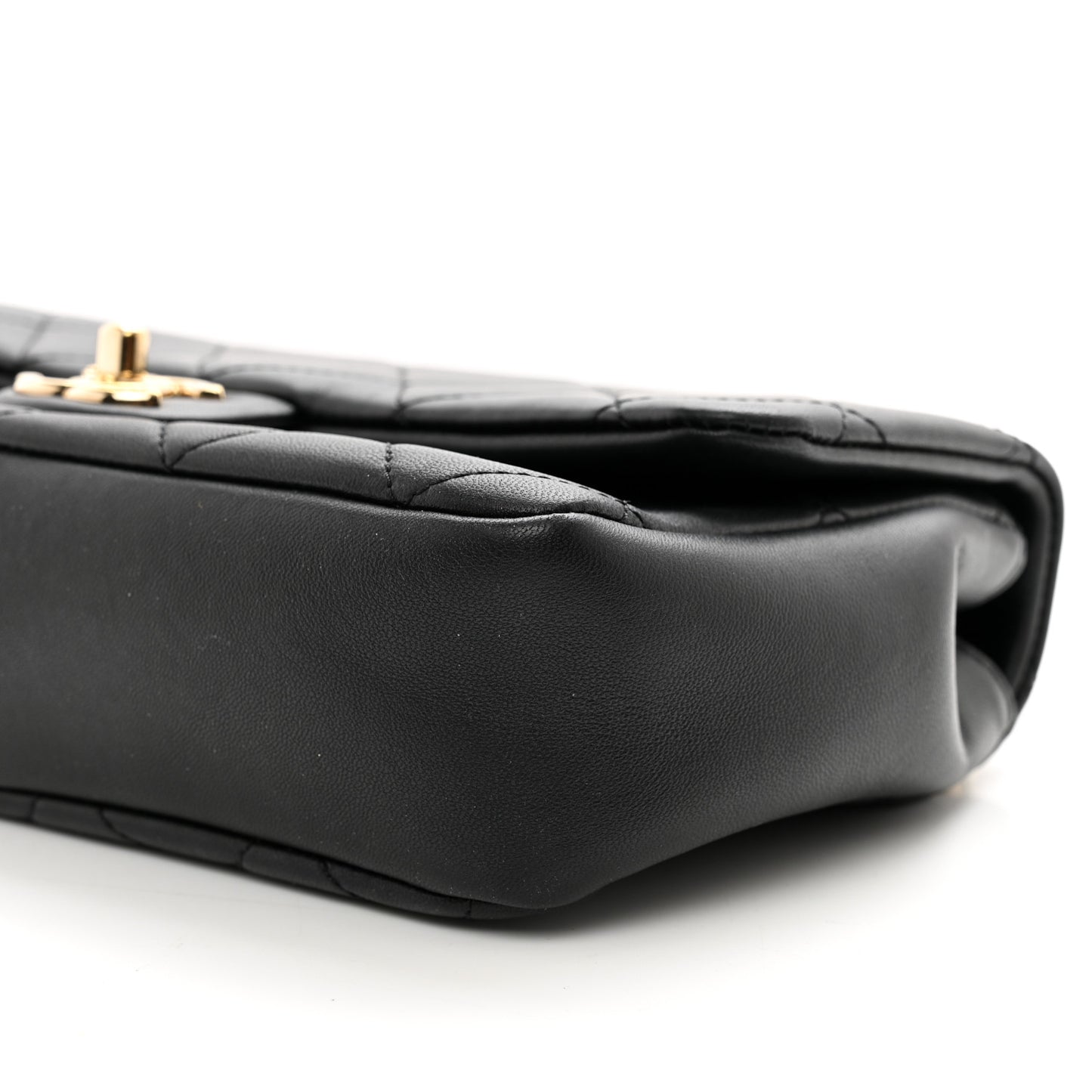 Lambskin Quilted Resin Bi-Color Chain Flap Bag Black