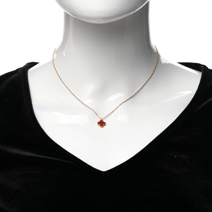Van Cleef & Arpels 18K Rose Gold Carnelian Sweet Alhambra Pendant Necklace 2 of 7