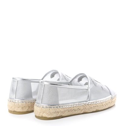 Chanel Mesh Grosgrain CC Espadrilles 36 Silver 4 of 7