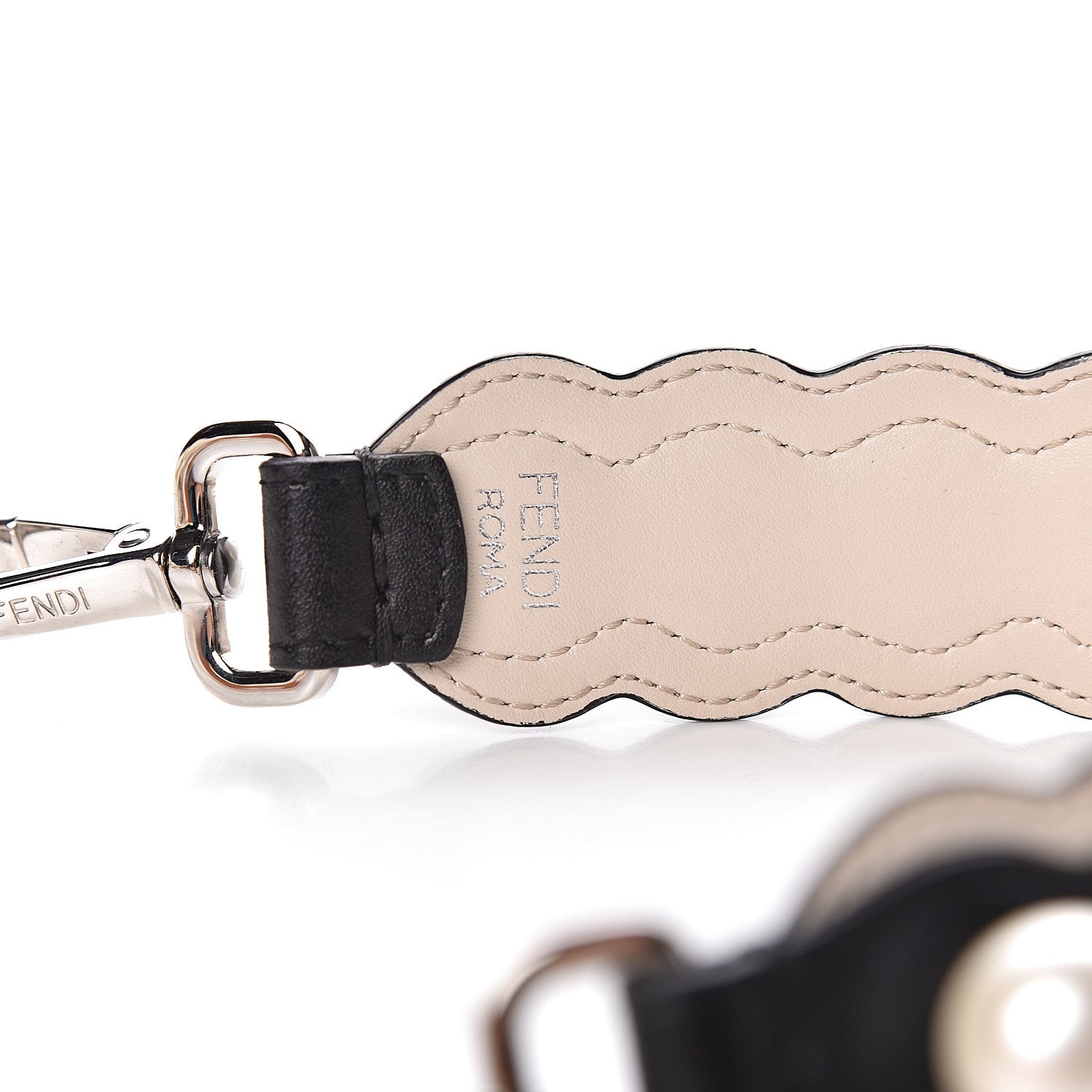 Fendi Calfskin Pearl Embellished Mini Strap You Black Camelia 5 of 5