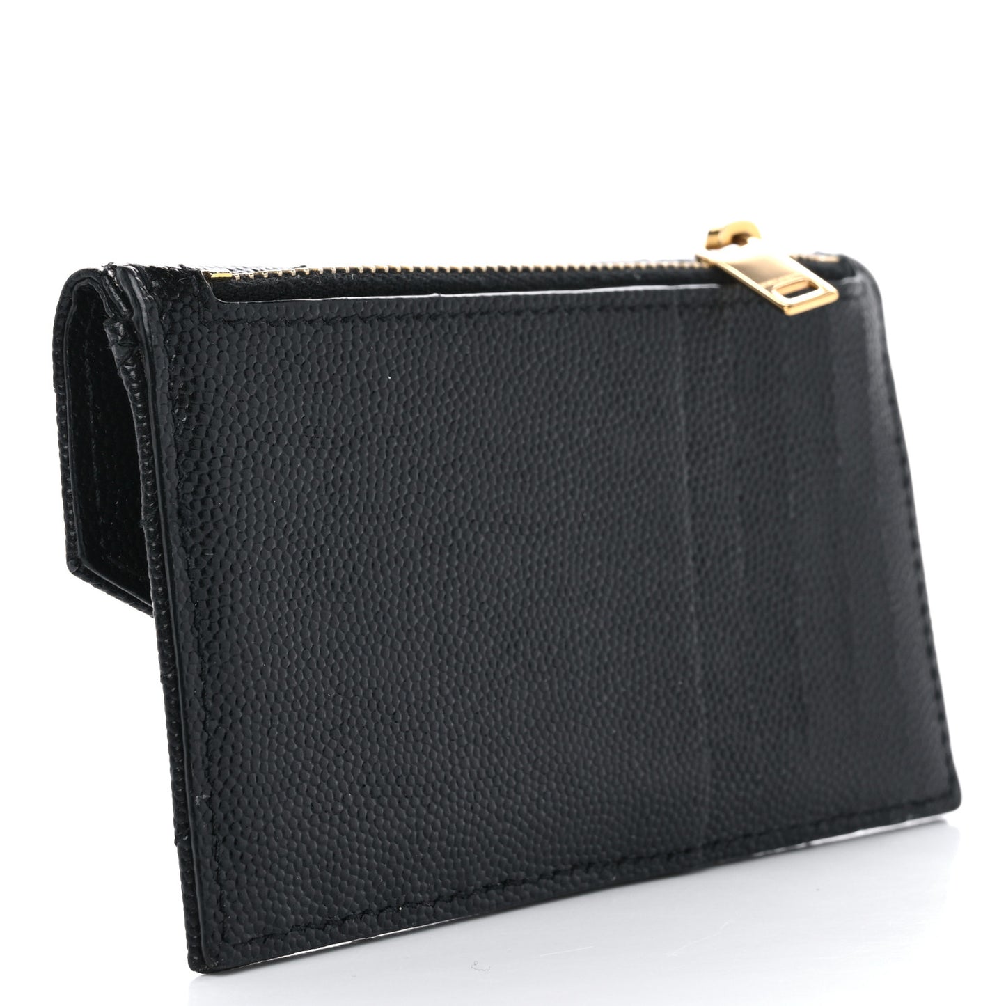 Grain De Poudre Matelasse Chevron Monogram Compact Wallet Black