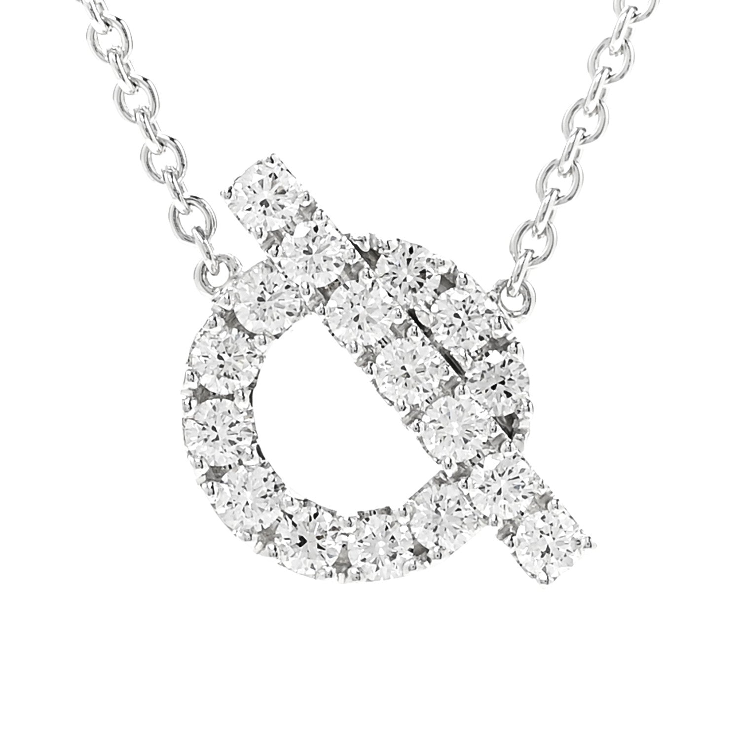 Hermes 18K White Gold Diamond Finesse Pendant Necklace 4 of 7
