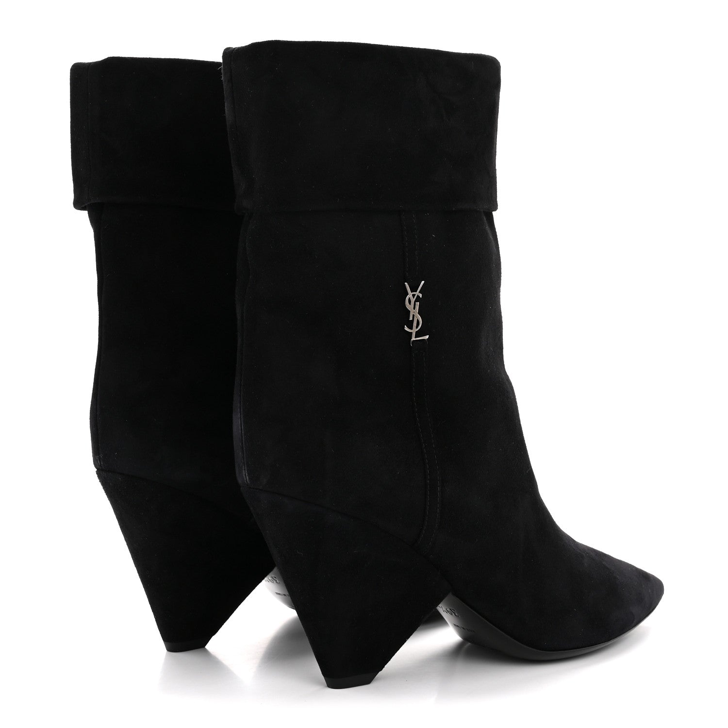 Saint Laurent Kid Scamosciato Niki 85 Wedge Booties 39.5 Black 5 of 10