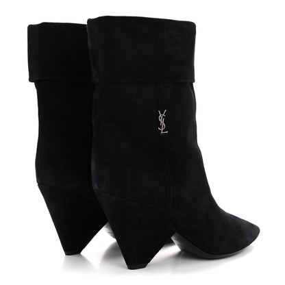 Saint Laurent Kid Scamosciato Niki 85 Wedge Booties 39.5 Black 5 of 10