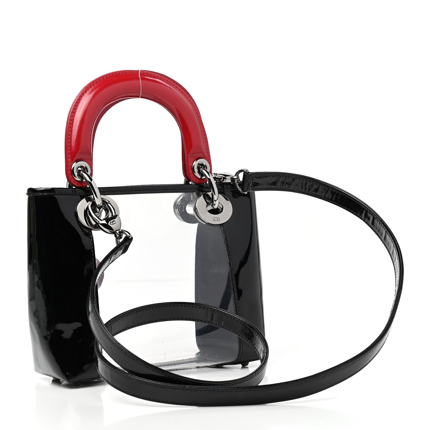 Christian Dior Patent PVC Mini Lady Dior Black Red 3 of 8