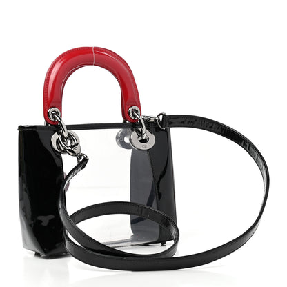 Christian Dior Patent PVC Mini Lady Dior Black Red 3 of 8