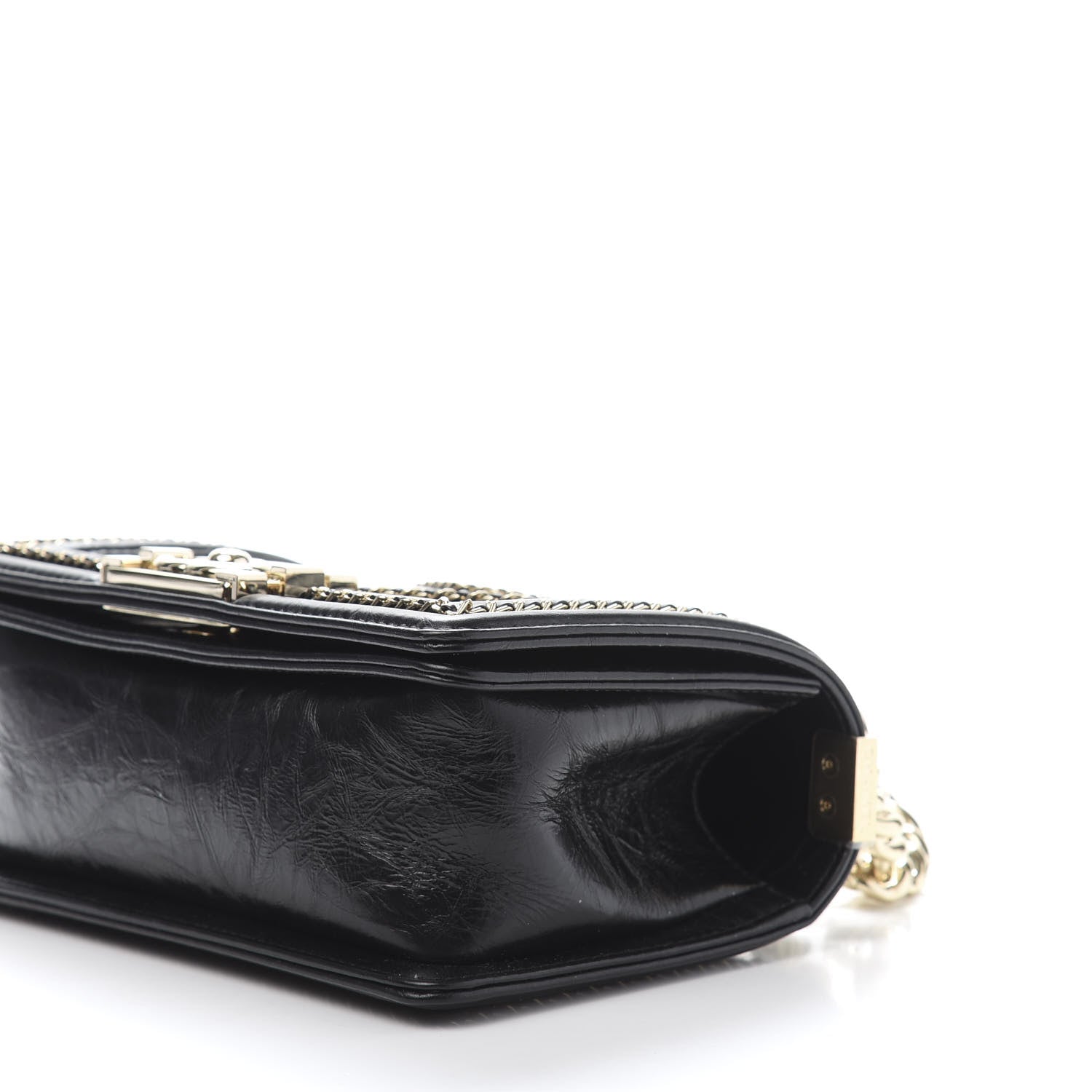 Chanel Calfskin Crystal Studded Chevron Small Boy Flap Black 9 of 12