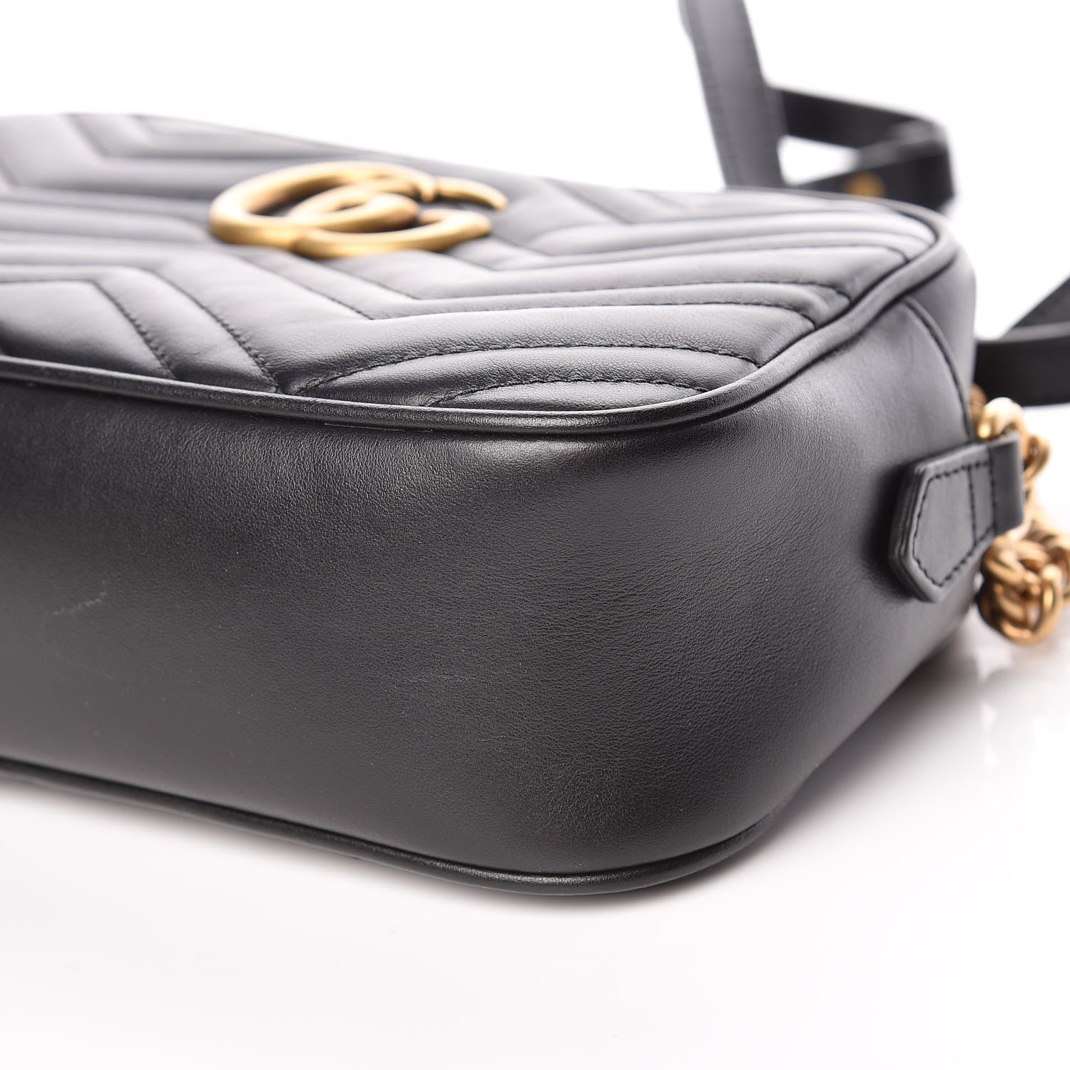 Gucci Calfskin Matelasse Small GG Marmont Chain Shoulder Bag Black 8 of 11