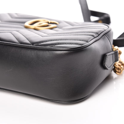 Gucci Calfskin Matelasse Small GG Marmont Chain Shoulder Bag Black 8 of 11