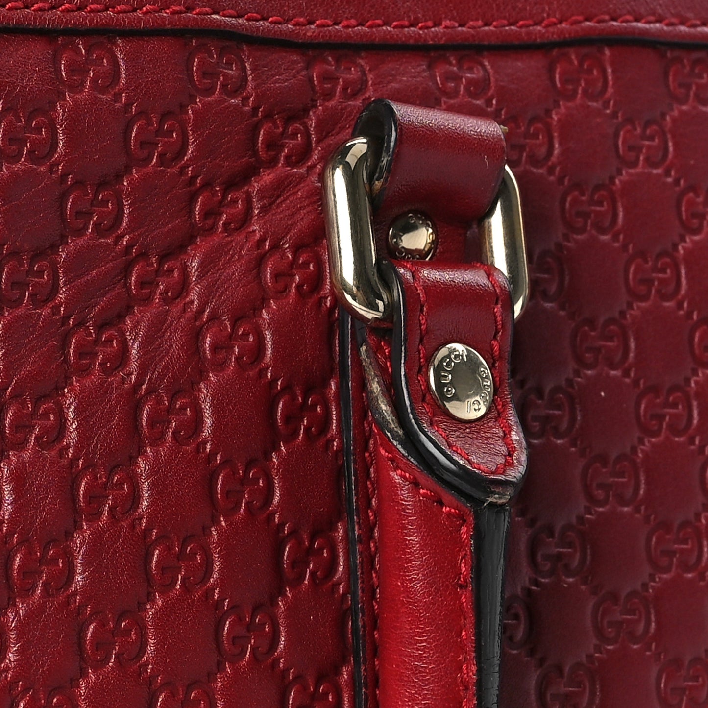 Soft Microguccissima Small Zippered Satchel Rosso
