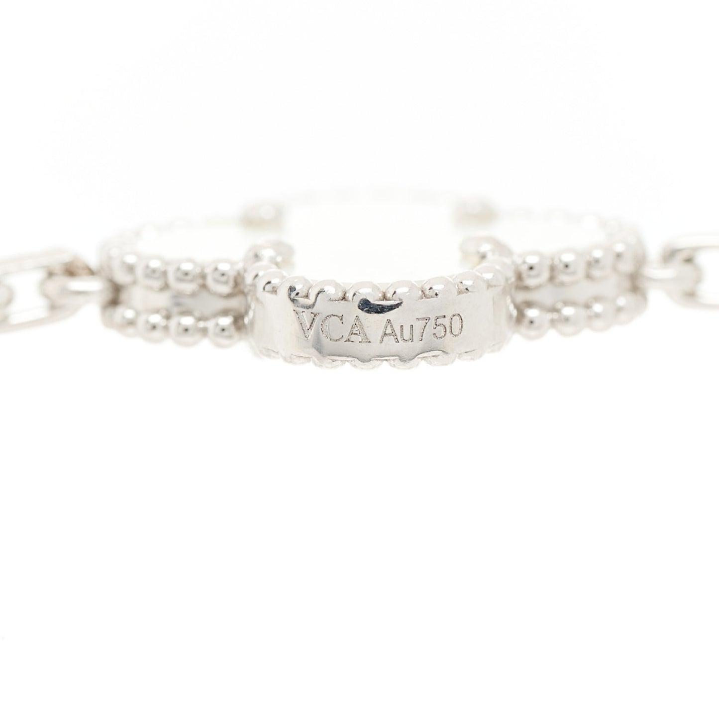 18K White Gold Mother of Pearl 5 Motifs Vintage Alhambra Bracelet
