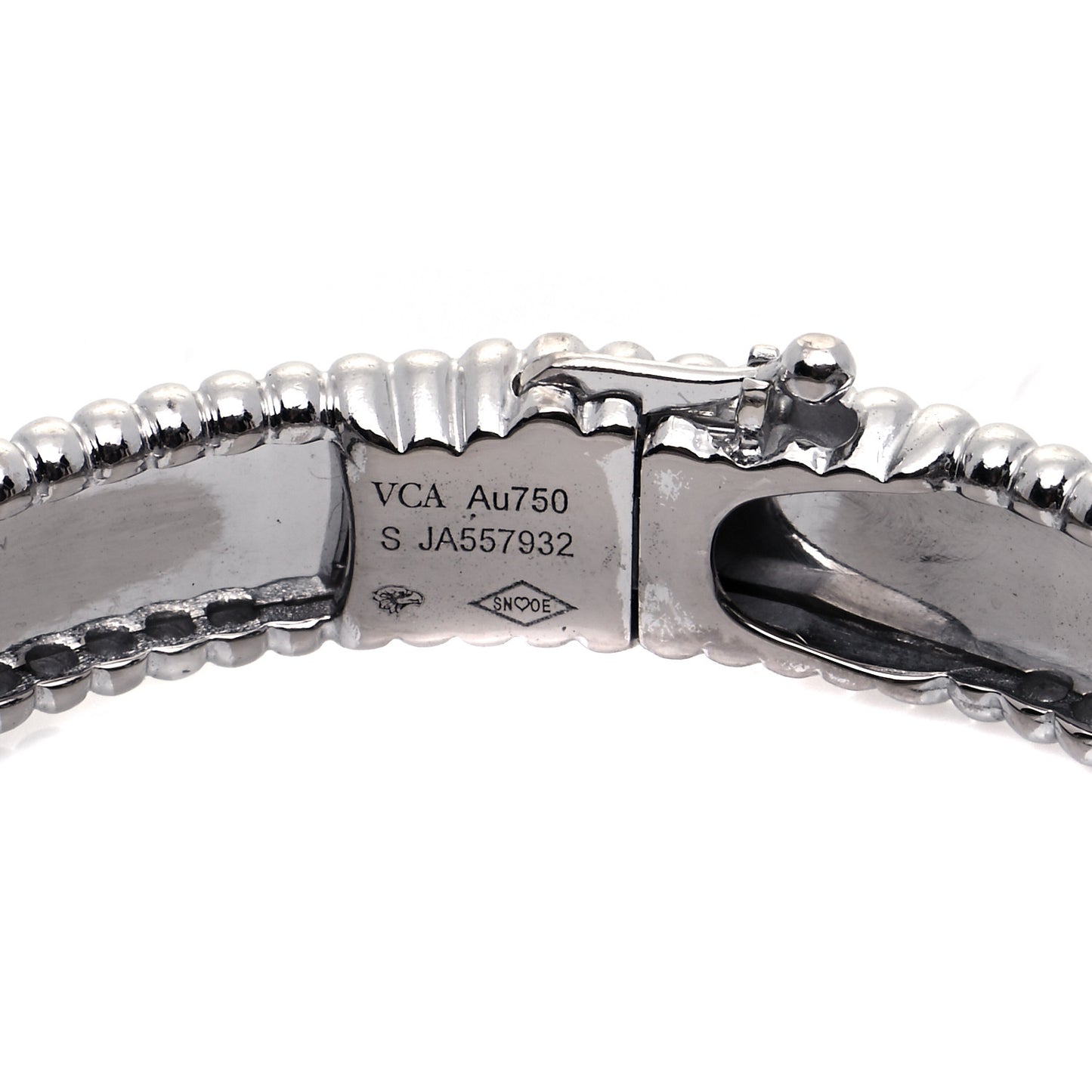 18K White Gold Perlee Signature Bangle Bracelet S