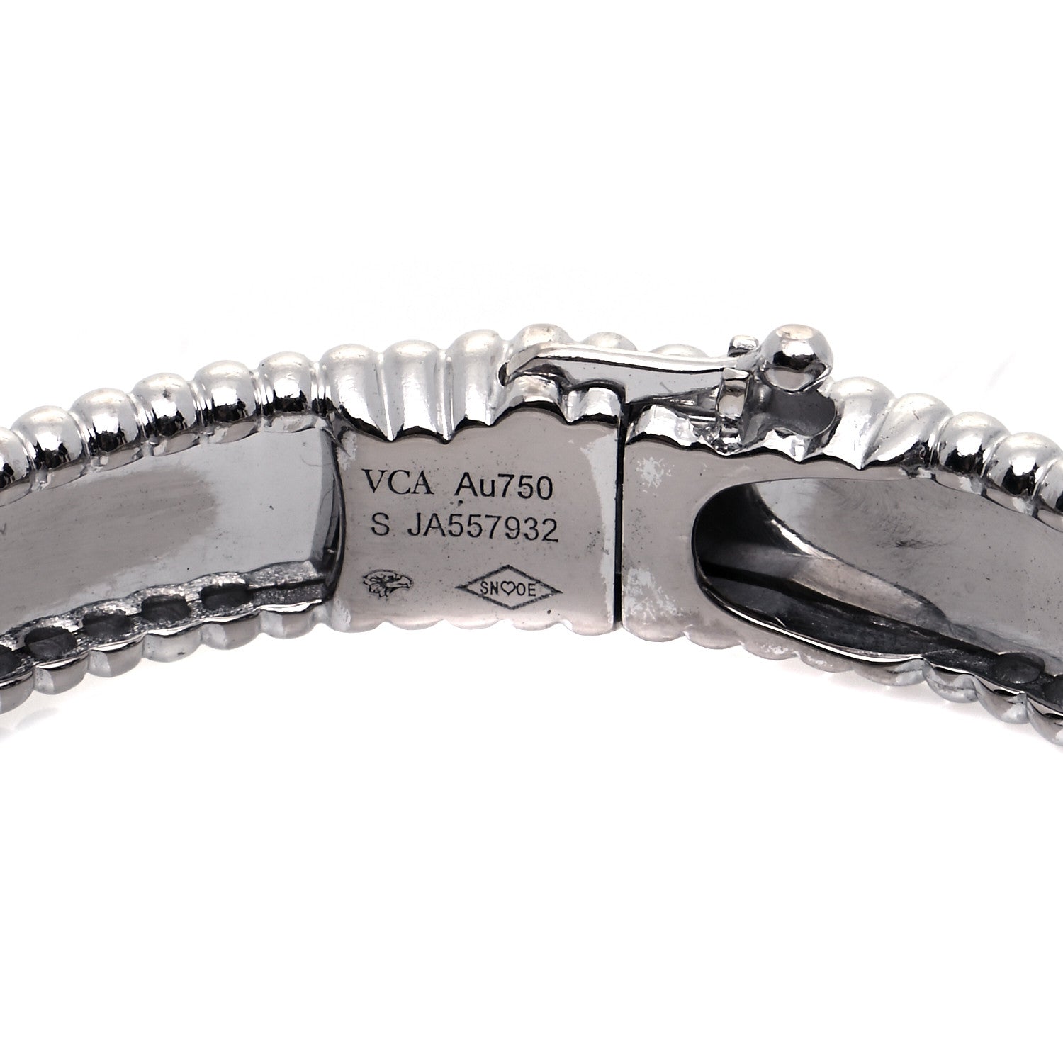 Van Cleef & Arpels 18K White Gold Perlee Signature Bangle Bracelet S 5 of 7