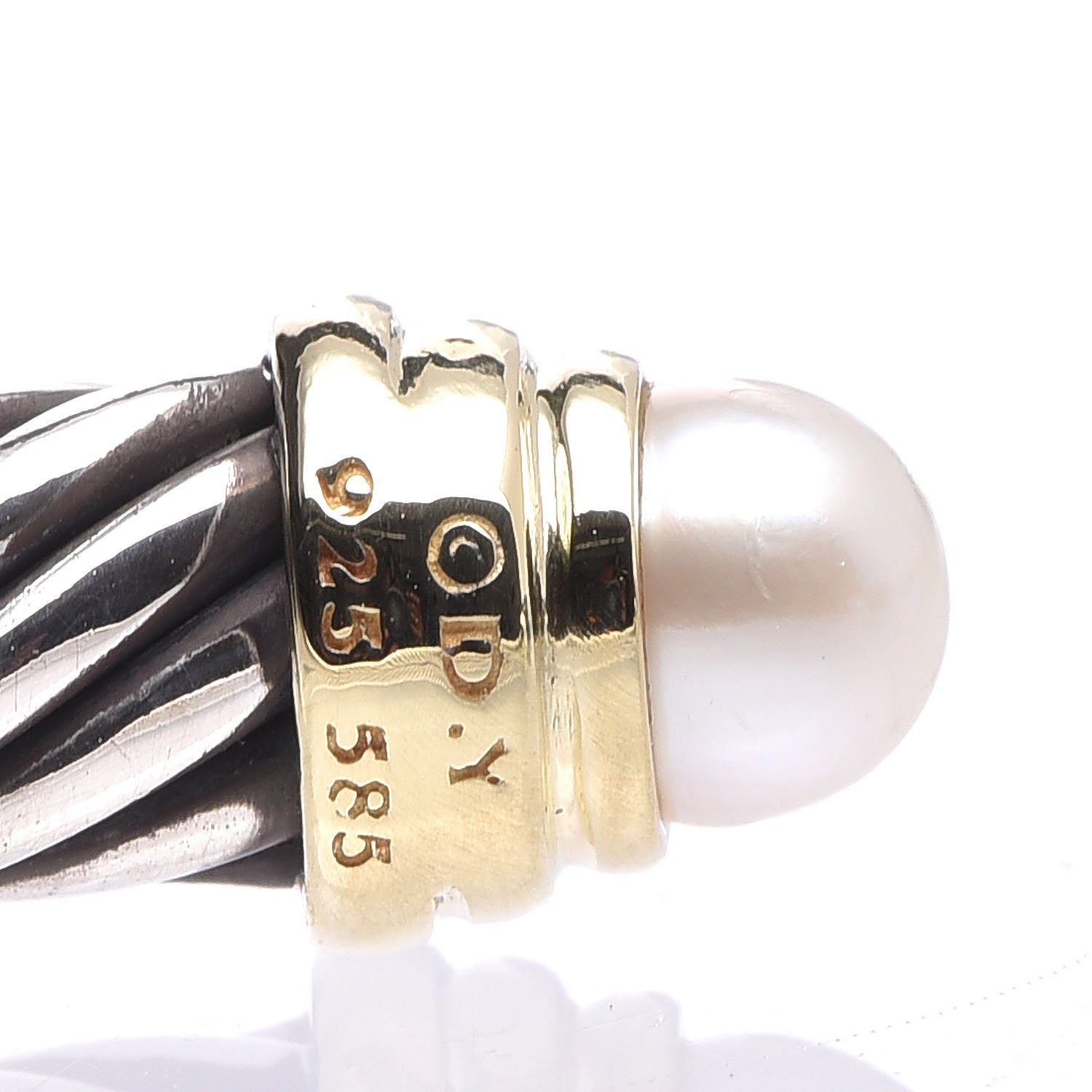 David Yurman Sterling Silver 14K Yellow Gold Pearl 5mm Cable Classics Petite Color Bracelet 5 of 5