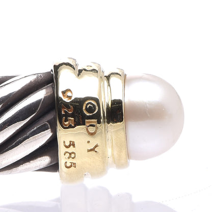 David Yurman Sterling Silver 14K Yellow Gold Pearl 5mm Cable Classics Petite Color Bracelet 5 of 5