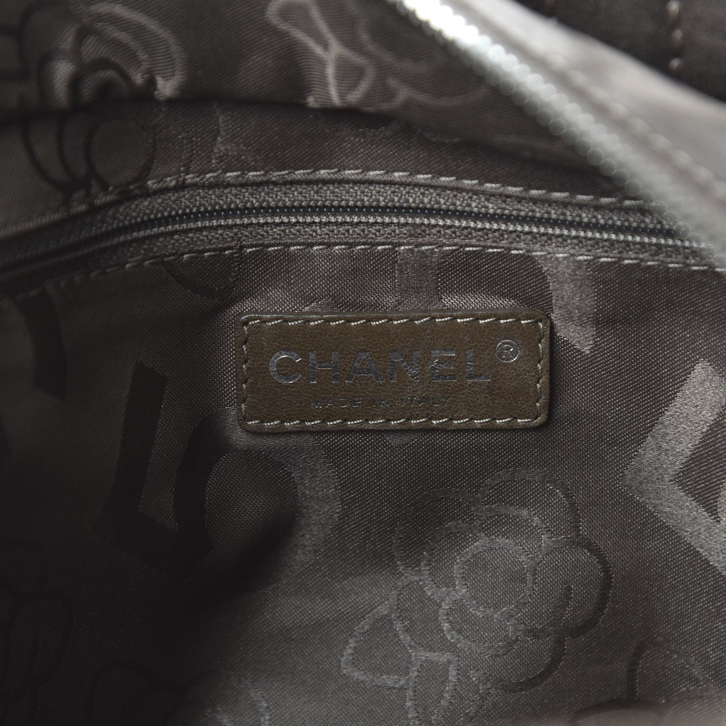 Suede Quilted Vertical Tote Brown