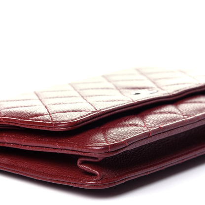 Chanel Caviar Quilted Wallet On Chain WOC Dark Red 8 of 13