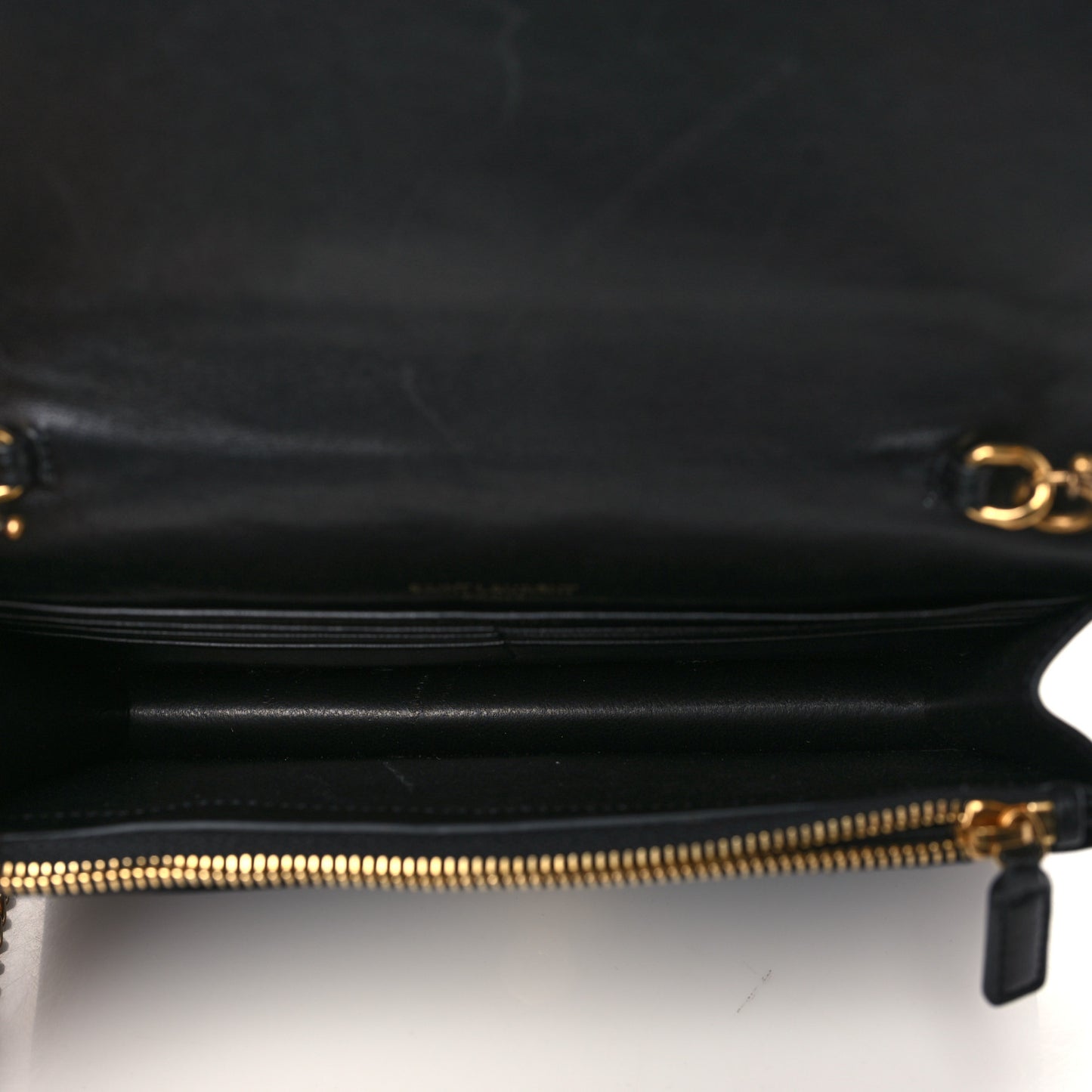 Velvet Crystal Embellished Monogram Kate Chain Wallet Black