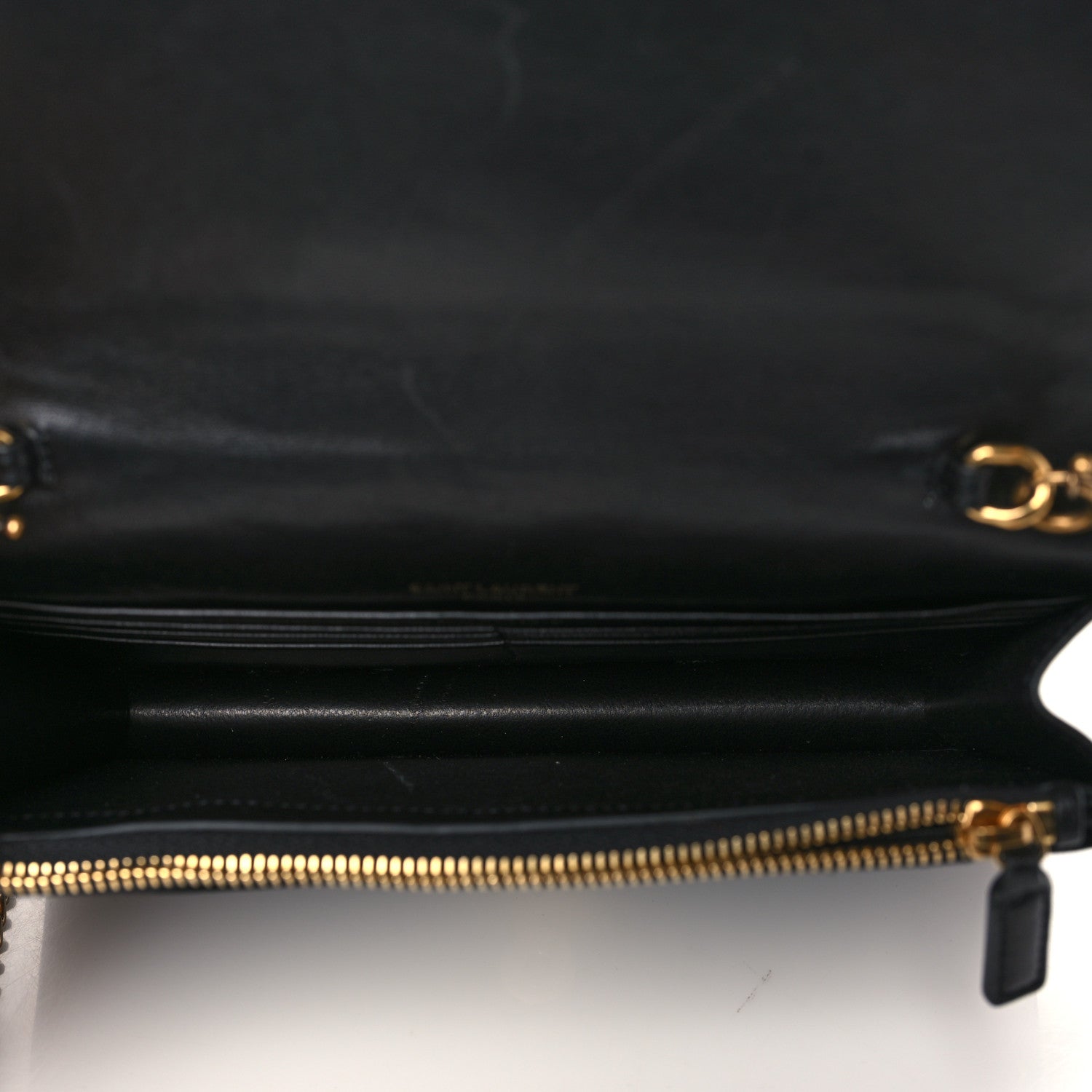 Saint Laurent Velvet Crystal Embellished Monogram Kate Chain Wallet Black 5 of 6