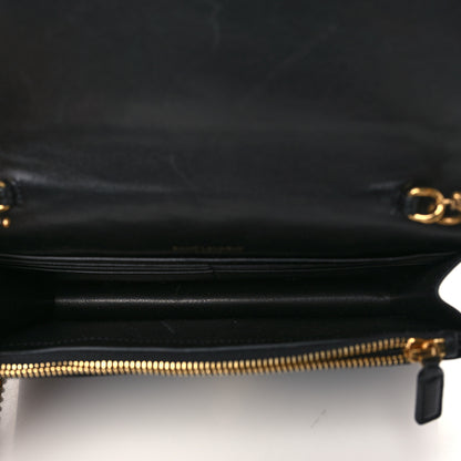 Saint Laurent Velvet Crystal Embellished Monogram Kate Chain Wallet Black 5 of 6