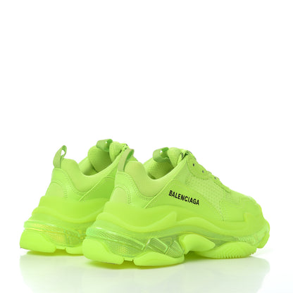 Balenciaga Fabric Mesh Clear Sole Womens Triple S Sneakers 37 Fluo Yellow 4 of 16