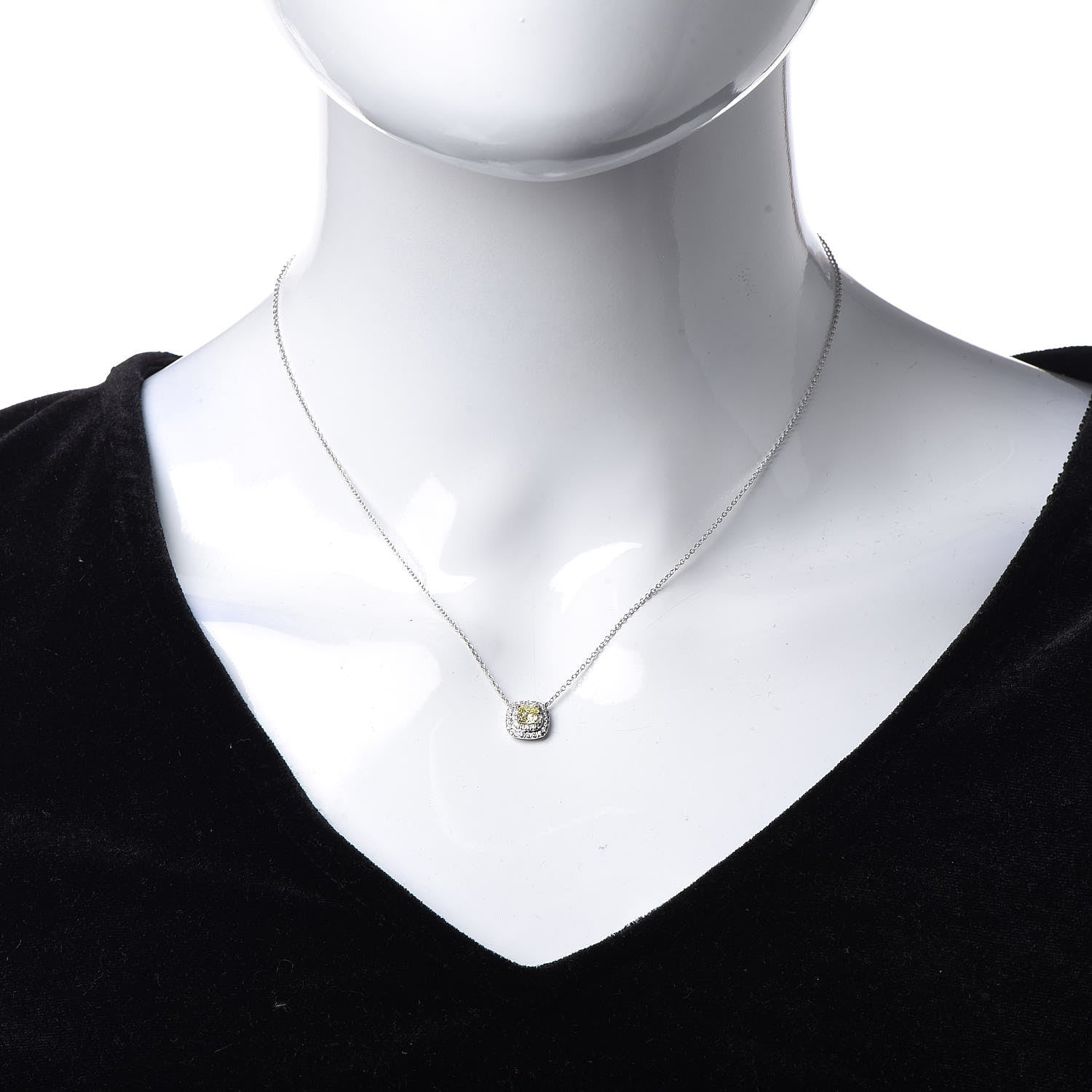 Tiffany Platinum Fancy Intense Yellow Diamond .33ct Soleste Pendant Necklace 2 of 8