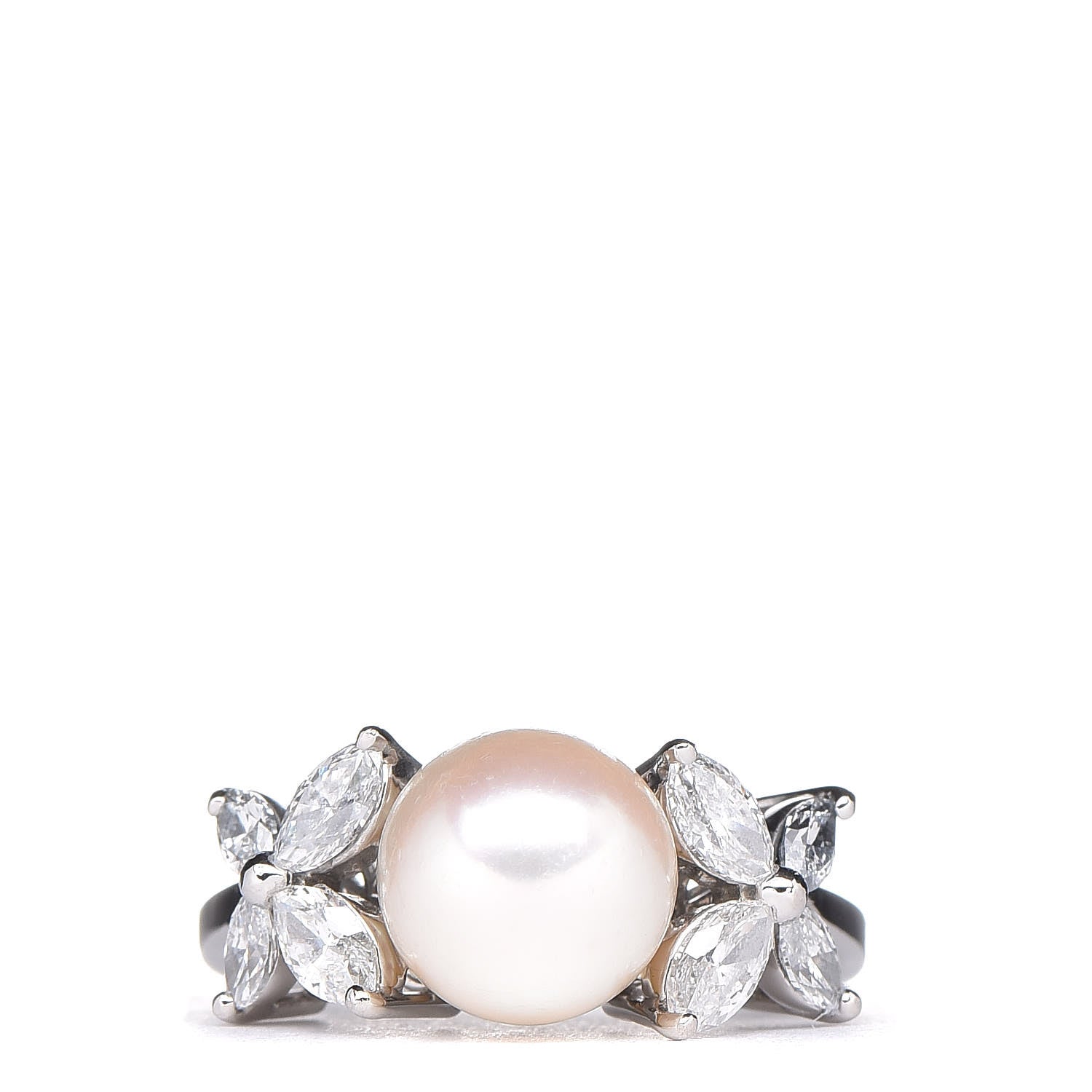 Tiffany Platinum Diamond Pearl Victoria Ring 46 3.75 1 of 5