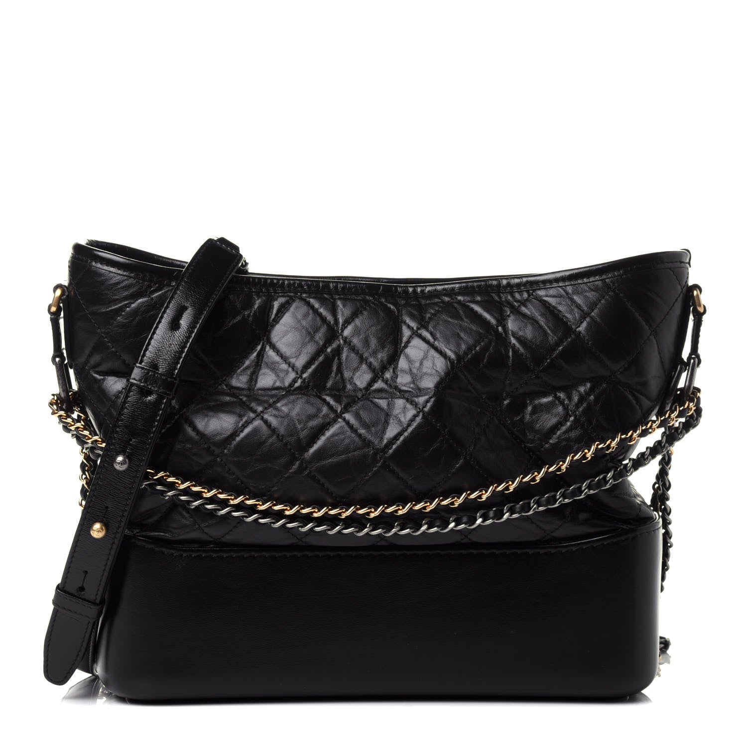 Chanel Aged Calfskin Quilted Medium Gabrielle Hobo Black 1 of 4