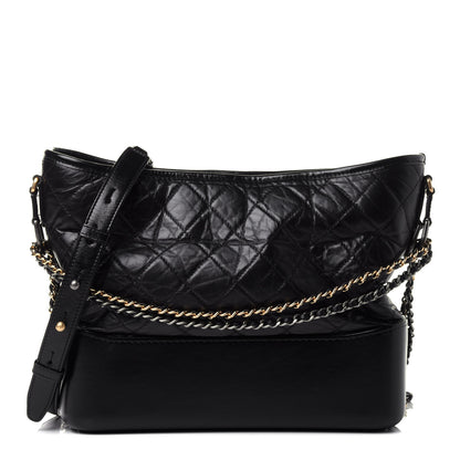 Chanel Aged Calfskin Quilted Medium Gabrielle Hobo Black 1 of 4