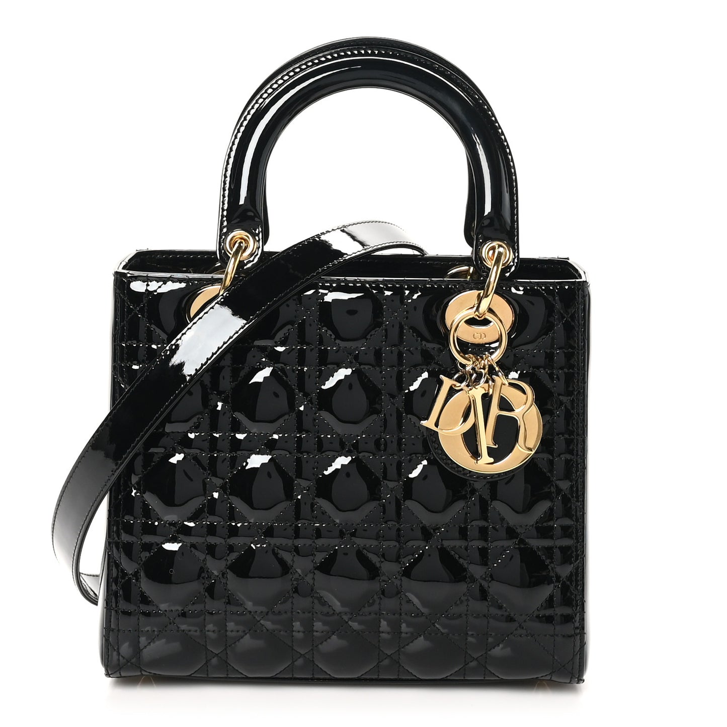 Patent Cannage Medium Lady Dior Black