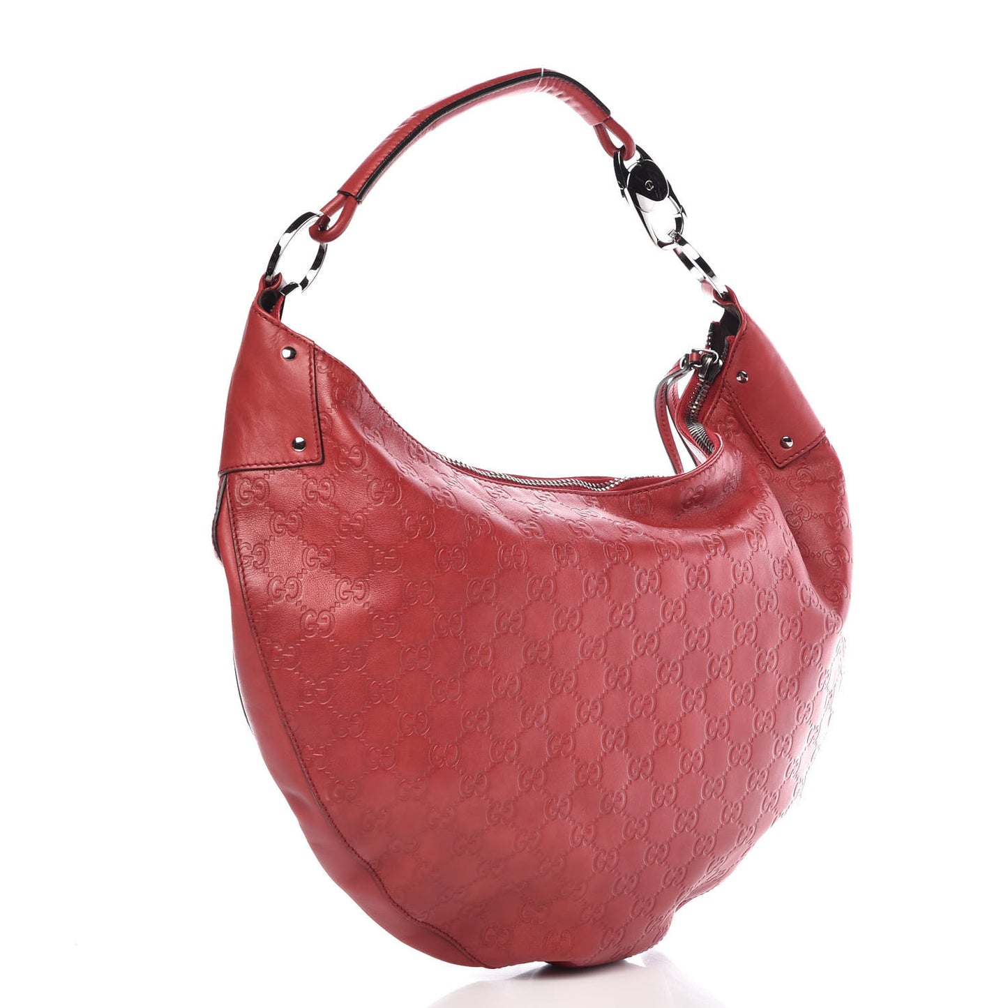 Guccissima Half Moon Bamboo Ring Hobo Red