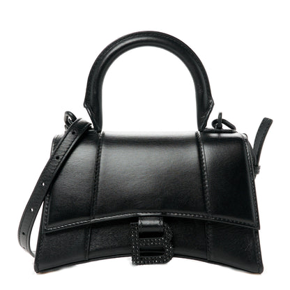Balenciaga Shiny Box Calfskin Strass Hourglass Top Handle Bag XS Black 1 of 11