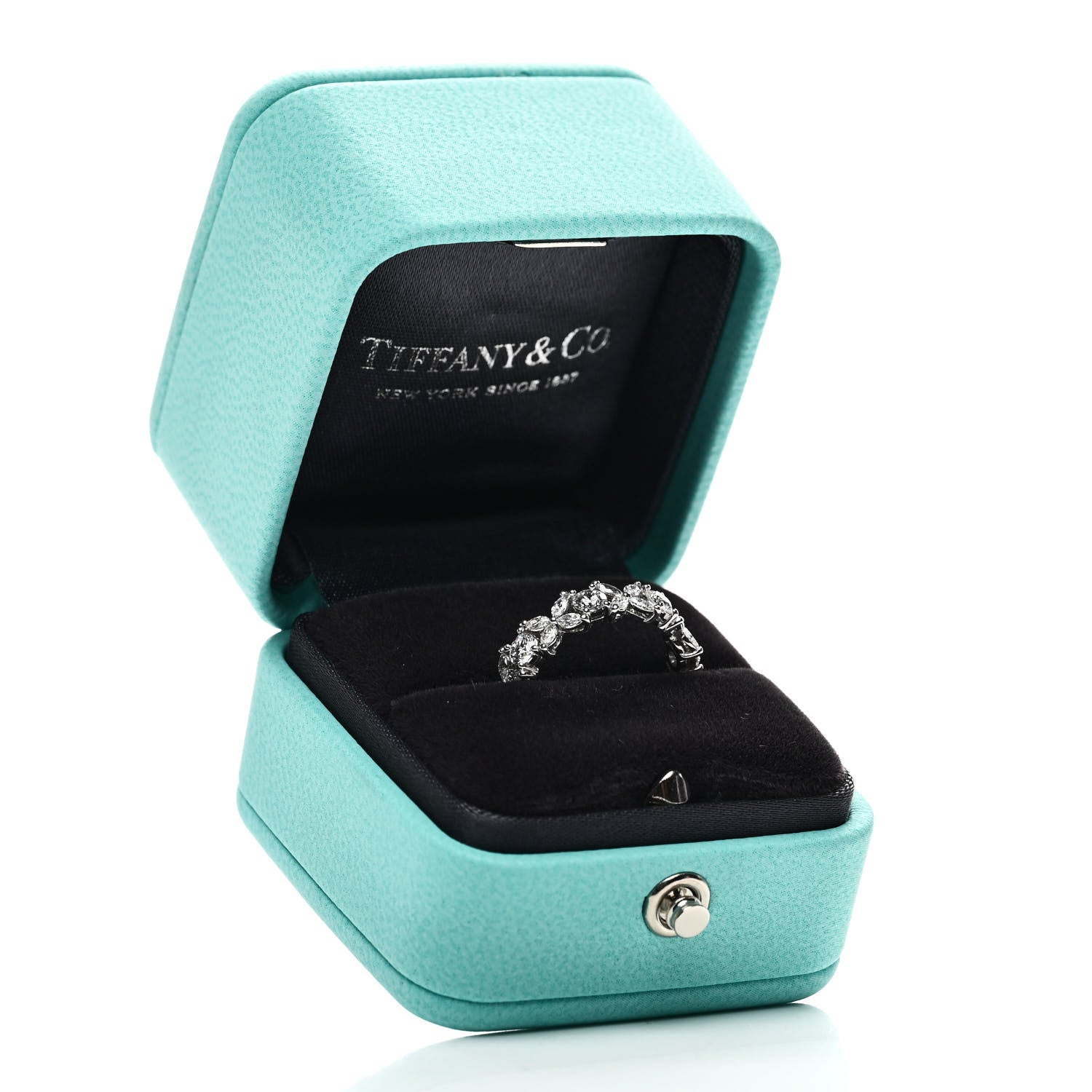 Tiffany Platinum Diamond Victoria Alternating Band Ring 51 5.75 5 of 5