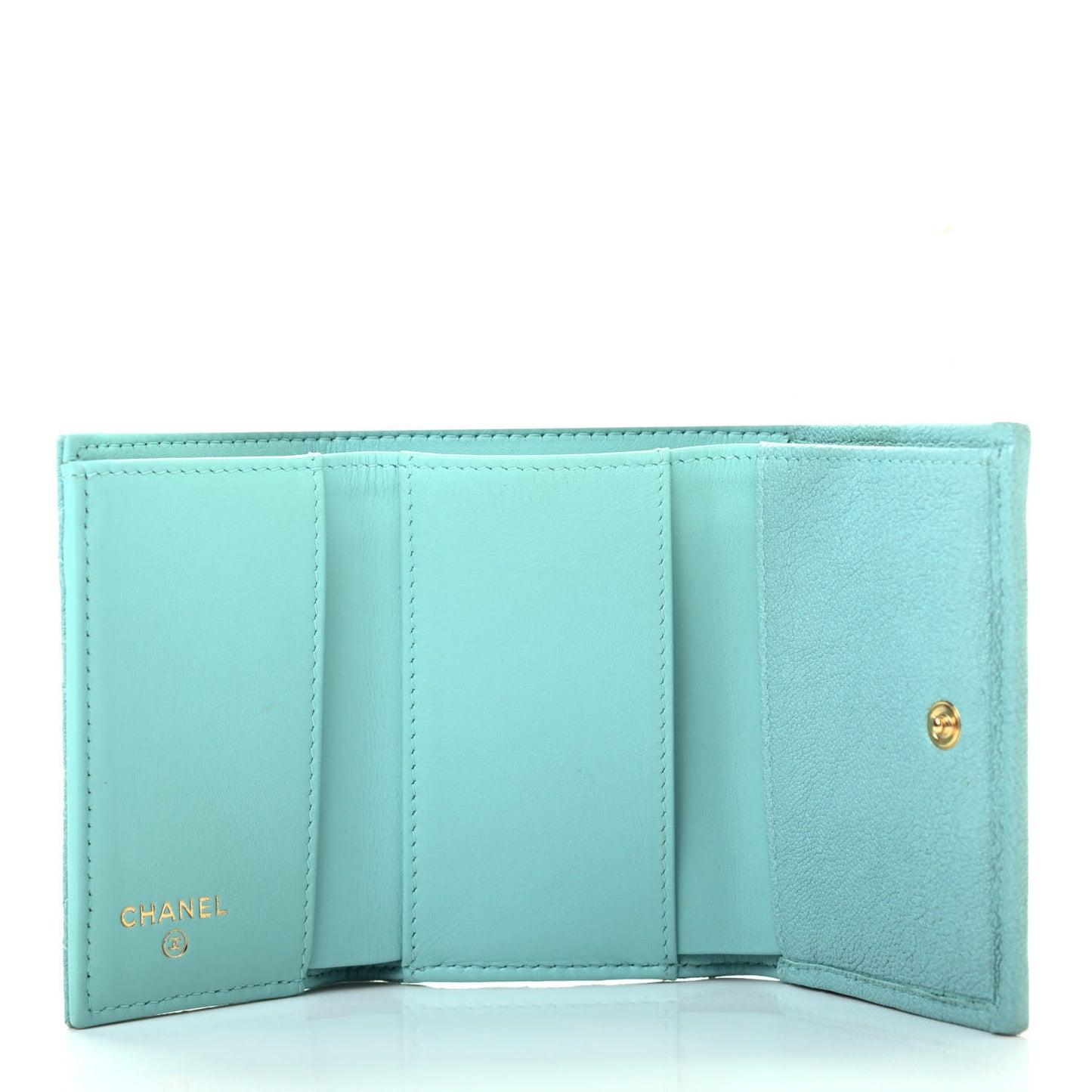 Caviar Quilted Small Boy Flap Wallet Light Blue