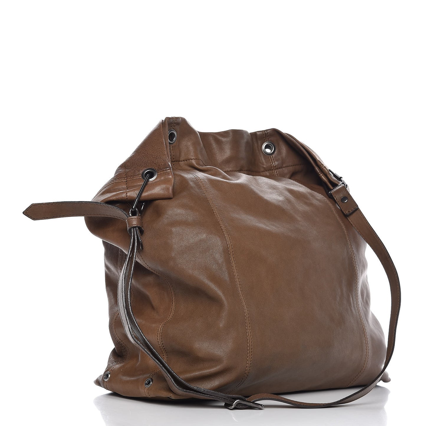 Calfskin Shoulder Tote Bag Brown